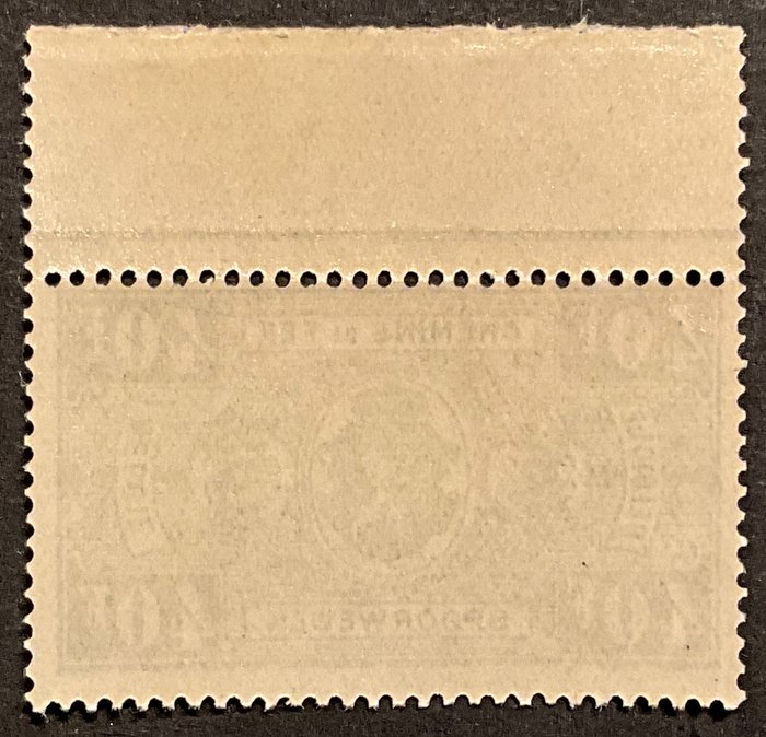 Belgien 1923/1931 - Jernbanestempel "National Coat of Arms" - 40 Francs Grå - Sværeste værdi - POSTFRIS - TR165