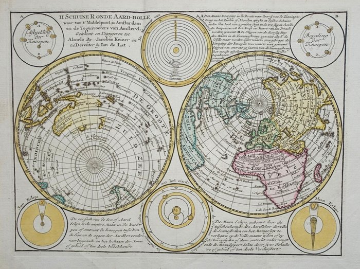 Verden - Verden; J Keizer / J de Lat - II Schuine Ronde Aard-Bolle waar van 't Middelpunt is Amsterdam (...) - 1747