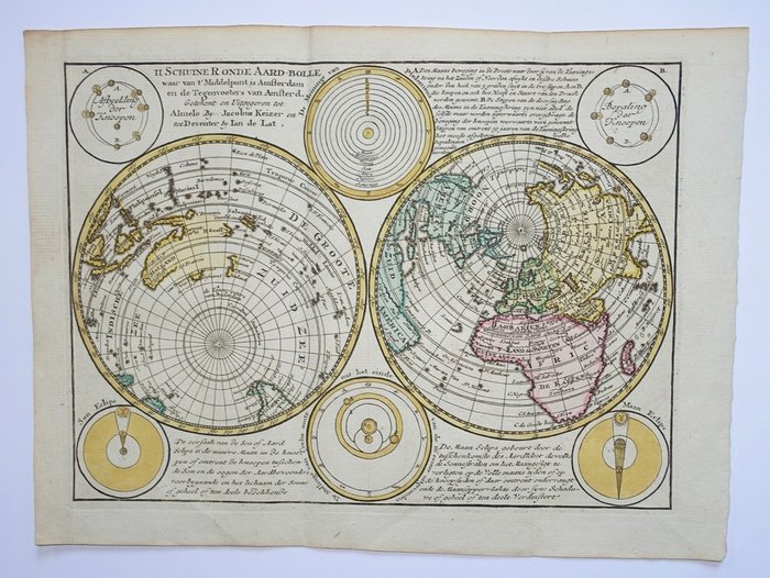 Verden - Verden; J Keizer / J de Lat - II Schuine Ronde Aard-Bolle waar van 't Middelpunt is Amsterdam (...) - 1747