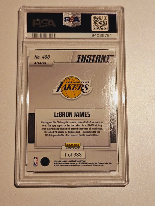 2023 Panini Instant LeBron James #498 PSA 9 - 1 Graded card