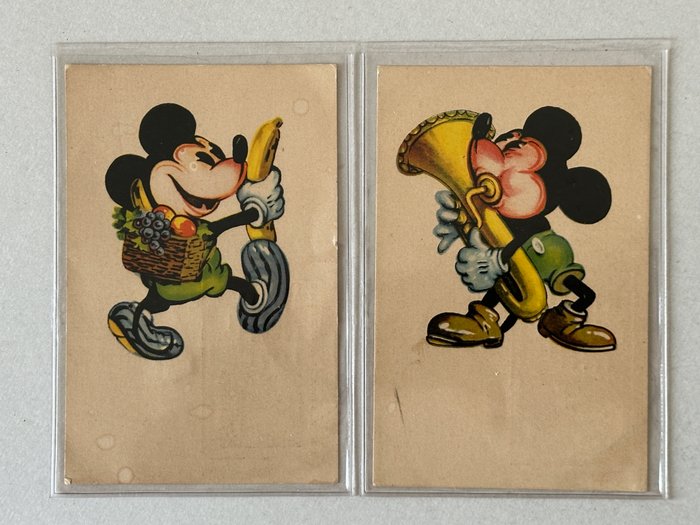 Mickey Mouse Minnie Mouse - 2 Postkort (begyndelsen af 1930'erne) - J Bijloos` Hoofd Eau de Cologne