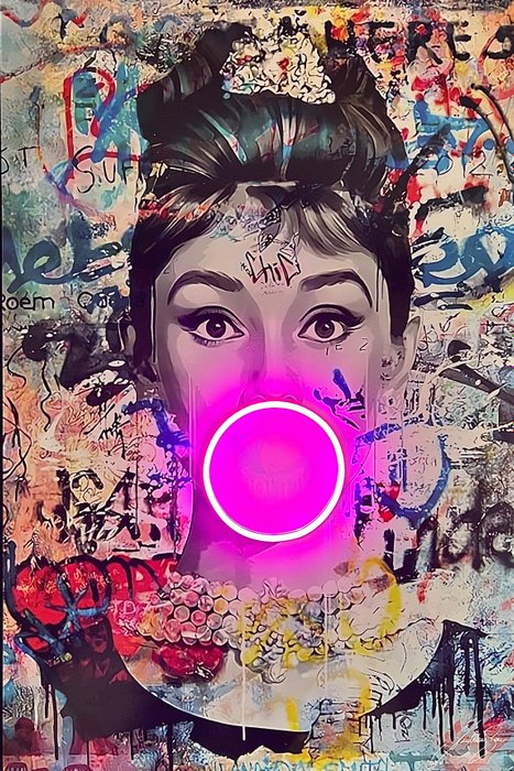 LEDMansion (1995) - Audrey Hepburn Bubblegum Led Wall Art