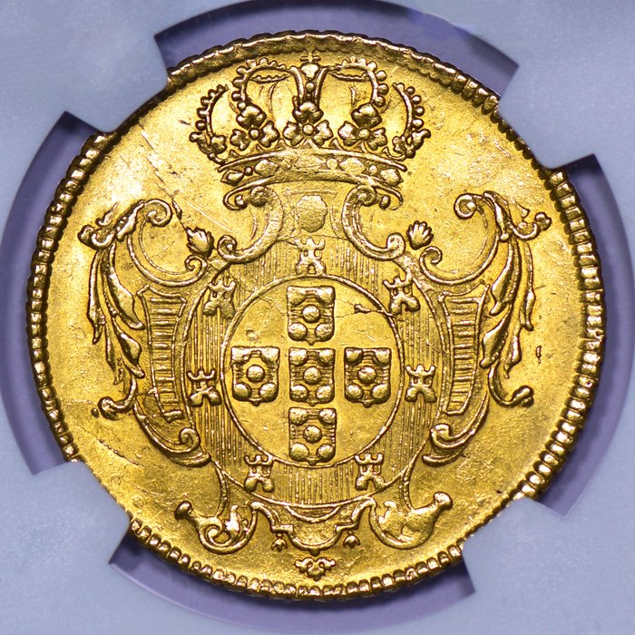 Portugal. D. João V (1706-1750). Dobra (12.800 Reis) 1729 - Rio - NGC - AU 55 - Rara