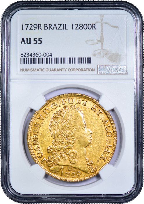 Portugal. D. João V (1706-1750). Dobra (12.800 Reis) 1729 - Rio - NGC - AU 55 - Rara