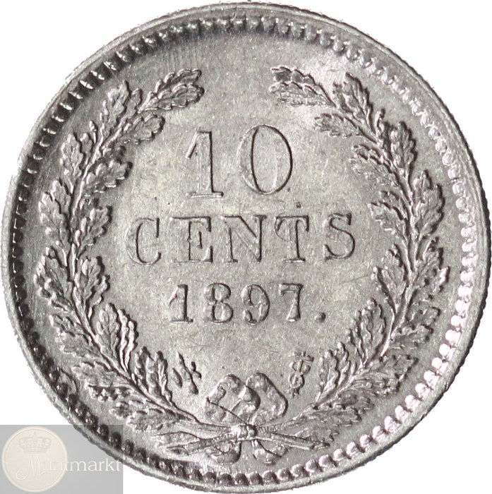 Holland. Wilhelmina. 10 Cents 1897  (Ingen mindstepris)