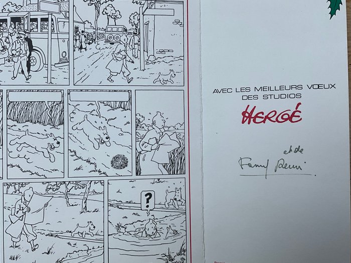 Tintin - Carte de voeux  1985 signée Fanny Rémi