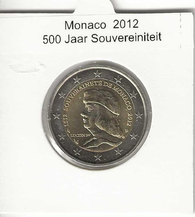 Monaco. 2 Euro 2012 "Lucien Ier"  (Ingen mindstepris)