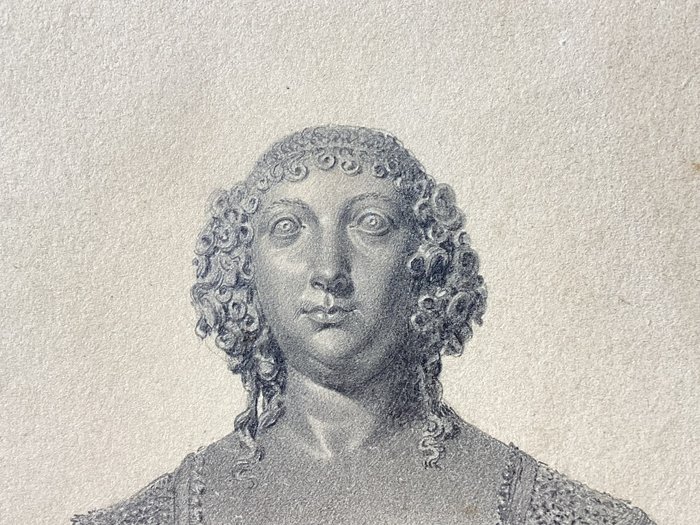 William Behnes (1795-1864) - Highly Detailed Pencil Drawing of a Bronze Bust of Lady Venetia Digby