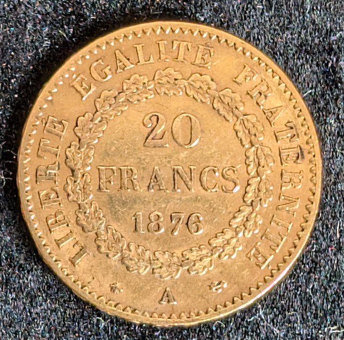 Frankrig. 20 Francs 1876