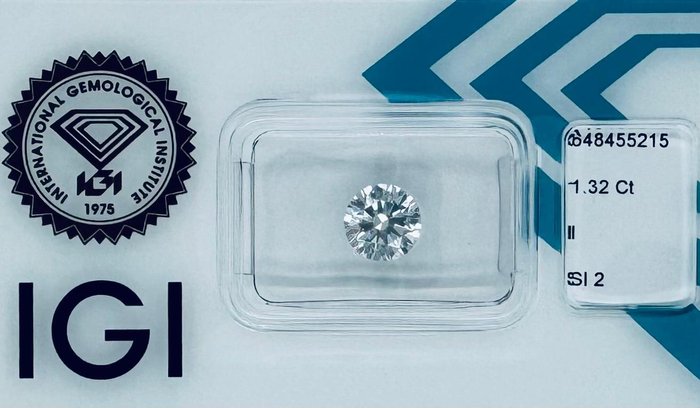 1 pcs Diamant  (Natur)  - 1.32 ct - Rund - I - SI2 - International Gemological Institute (IGI)