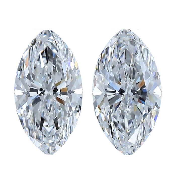 2 pcs Diamant  (Natur)  - 2.06 ct - Marquise - D (farveløs) - VVS1 - Gemological Institute of America (GIA) - Fantastisk par