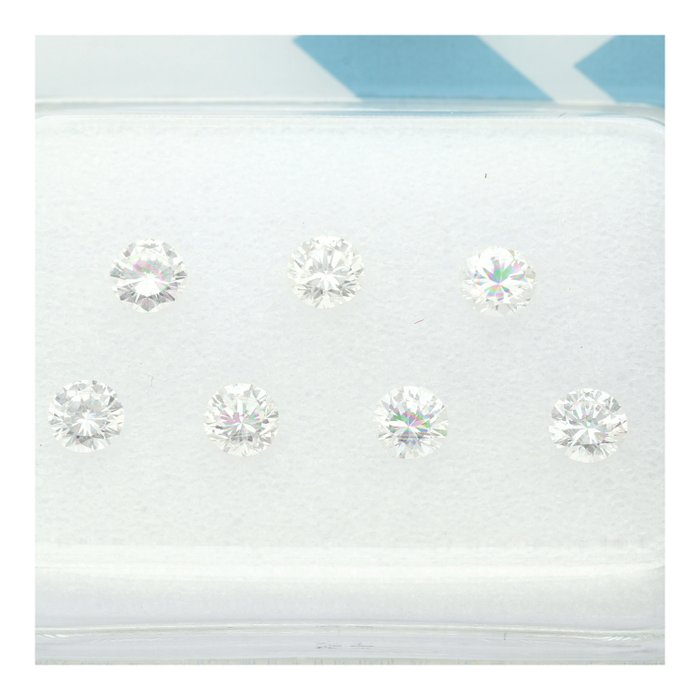 Ingen mindstepris - 7 pcs Diamant  (Natur)  - 0.49 ct - Rund - E, F, G - VS2 - International Gemological Institute (IGI)