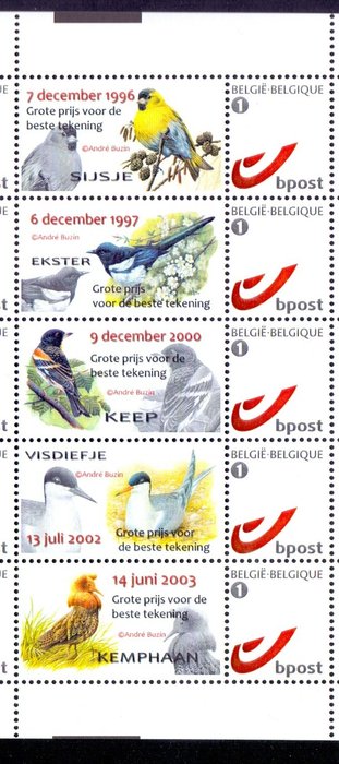 Belgien 2010 - '25 years of Birds of Buzin': 'Limited Edition' - hele ark med Duostamps - ZELDEN AANGEBODEN