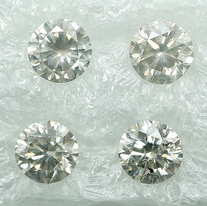 4 pcs Diamant  (Natur)  - 1.10 ct - I1, SI1 - Gem Report Antwerp (GRA)