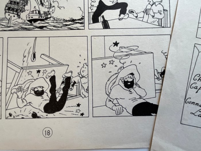 Tintin - Le Secret de la Licorne   - 2 pages en édition alternée - planches des  plus spectaculaires de l - 2 udskrifter