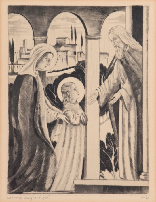 Schelfhout Lodewijk (1881-1943) - Opdracht van Maria in de tempel Présentation de la Vierge (originele titel)