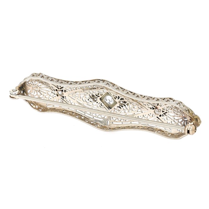 Broche - 14 karat Hvidguld Diamant (Natur)