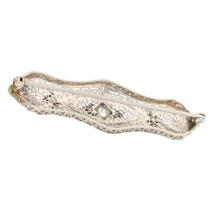 Broche - 14 karat Hvidguld Diamant (Natur)