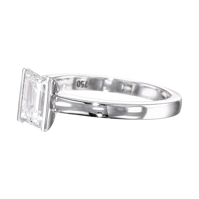 Ring - 18 kraat Hvidguld Diamant (Natur)