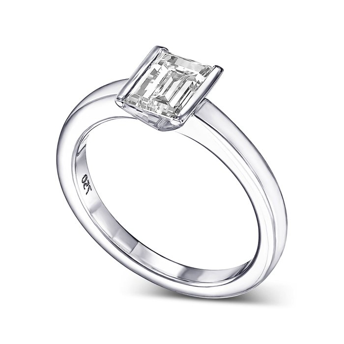 Ring - 18 kraat Hvidguld Diamant (Natur)