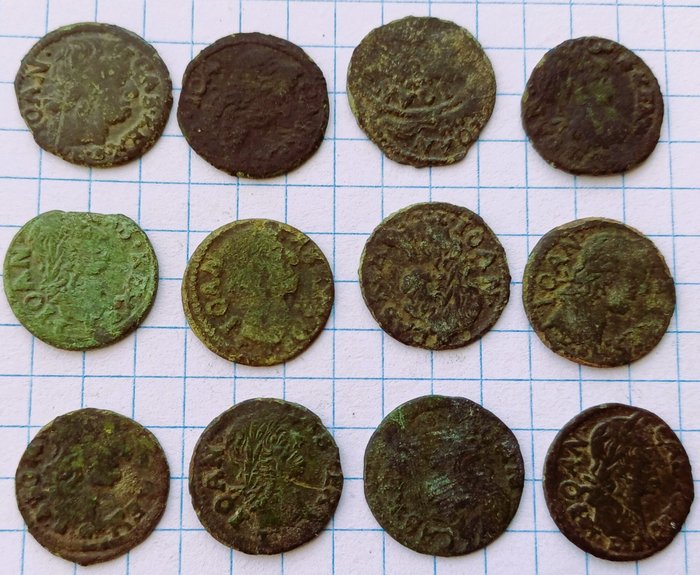 Polen Jan II Kazimir Vasa (1649-1668) A Lot of 12x Polish Solidi uncleaned with original patina  (Ingen mindstepris)