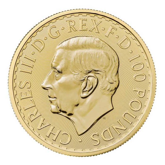 Storbritannien. 100 Pounds 2025 Britannia, 1 Oz (.999) Goldmünze Gold