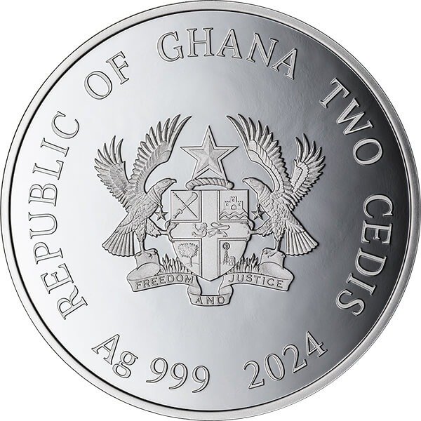 Ghana. 2 Cedis 2024 Year of the Dragon - Lunar Year, 1/2 Oz (.999) Proof  (Ingen mindstepris)