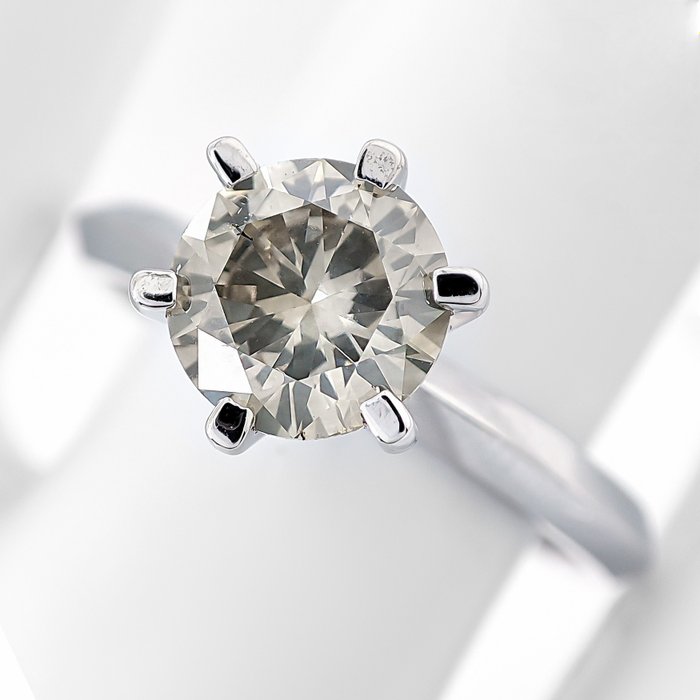 Ring - 14 karat Hvidguld -  1.06ct. tw. Diamant (Naturfarvet)