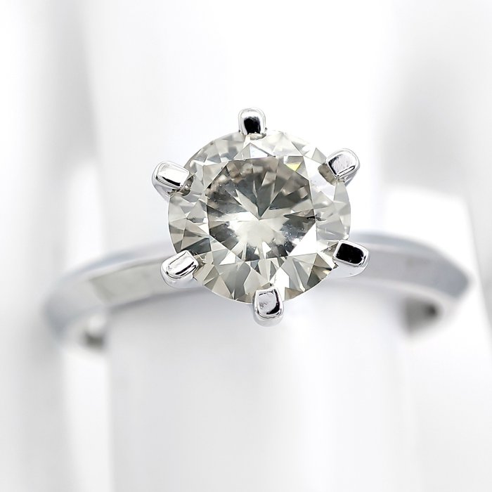 Ring - 14 karat Hvidguld -  1.06ct. tw. Diamant (Naturfarvet)