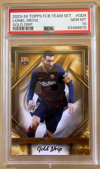 2023/24 Topps FC Barcelona Team Set Lionel Messi  Lamine Yamal Gold Drip, Blaugrana PSA 10 - 2 Graded card