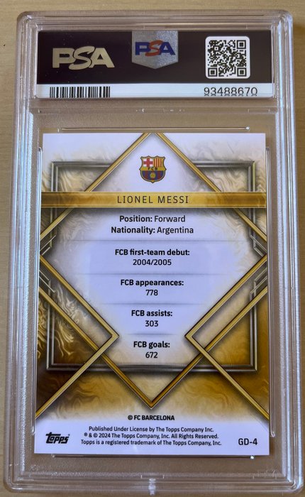 2023/24 Topps FC Barcelona Team Set Lionel Messi  Lamine Yamal Gold Drip, Blaugrana PSA 10 - 2 Graded card