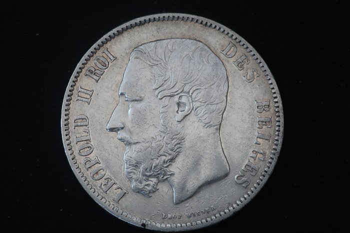 Belgien. Leopold 2.. 5 Francs 1871  (Ingen mindstepris)