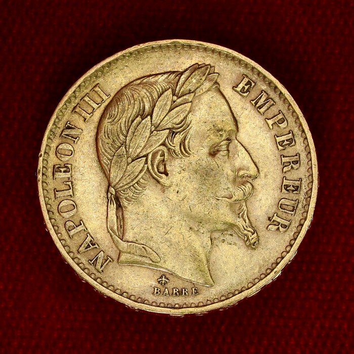 645 grams - Guld 900 - 20 Francs Napoleon III - Præget bar