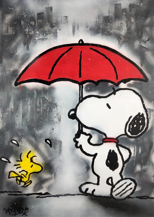 Hipo (1988) - Snoopy  Woodstock - In the New York rain (Original artwork)