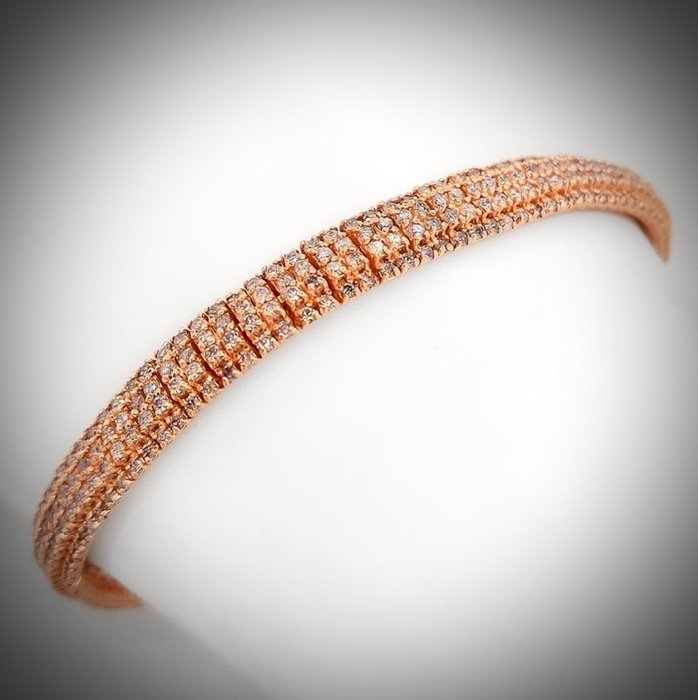 Armbånd - 14 karat Rosaguld -  3.58ct. tw. Diamant (Natur) - PINK DIAMANT ARMBÅND