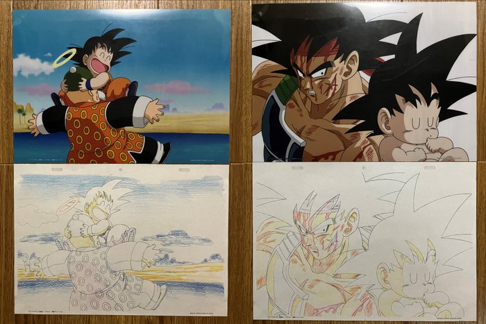 Akira Toriyama - 4 Officielle replikaer af animationscel og sketch - Dragon Ball