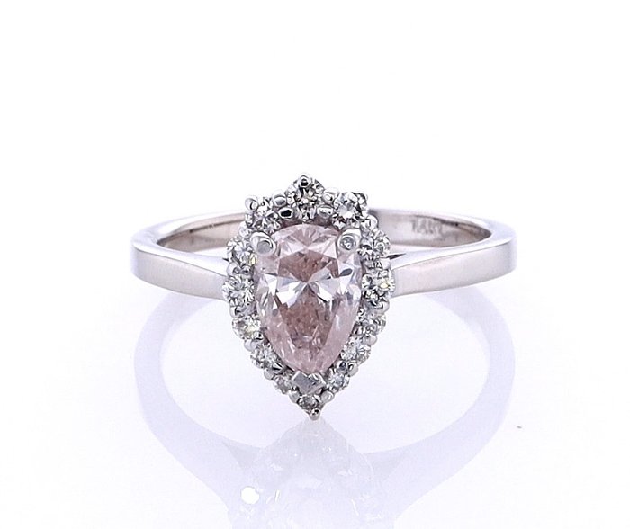 Ring - 14 karat Hvidguld -  0.80ct. tw. Lyserød Diamant (Naturfarvet) - Diamant