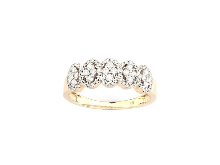 Ring - 14 karat Gulguld -  0.41ct. tw. Diamant (Natur)