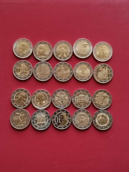 Europa. 2 Euro various years (20 coins)  (Ingen mindstepris)