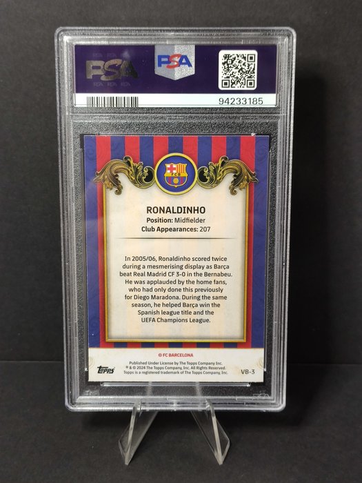 2023/24 Topps FC Barcelona Team Set Ronaldinho #VB3 Vintage Barca PSA 9 Graded card