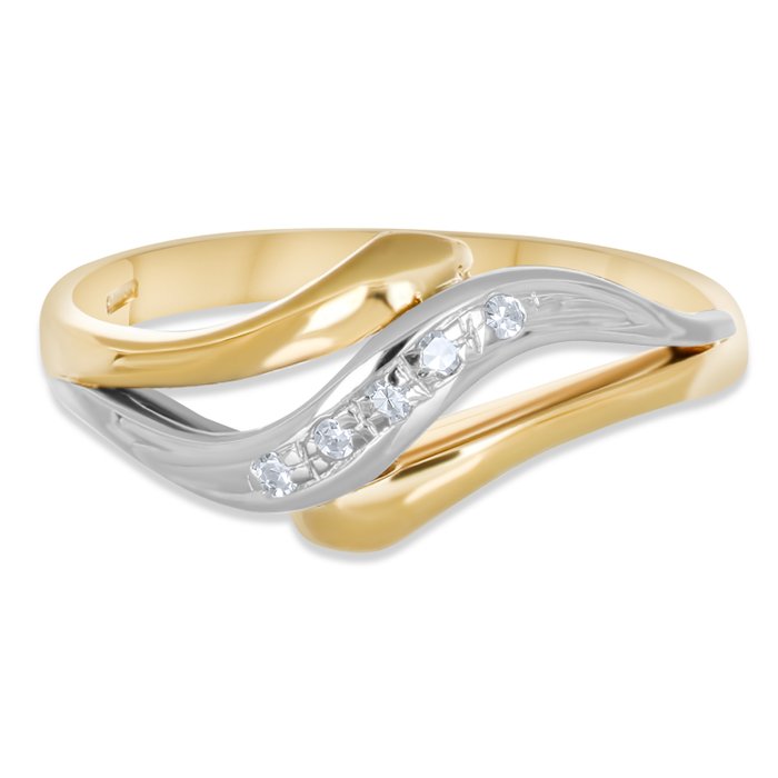 Ring - 18 kraat Gulguld, Hvidguld -  0.05ct. tw. Diamant (Natur)