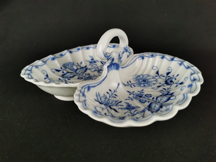 Meissen - Cipolla blu "Zwiebelmuster" Insolita Ciotola a Forma di Conchiglia per cabaret - Bordopsats  - Porcelæn