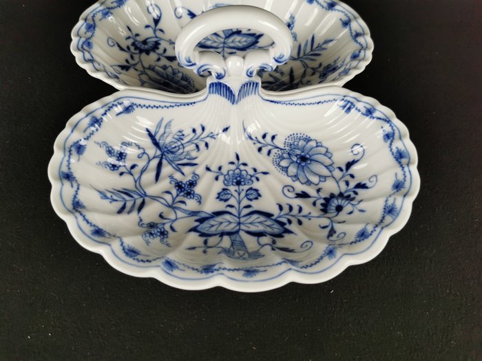 Meissen - Cipolla blu "Zwiebelmuster" Insolita Ciotola a Forma di Conchiglia per cabaret - Bordopsats  - Porcelæn