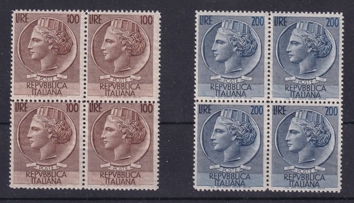 Italien 1954 - Italia Turrita "Wheel" i Quartina - Komplet serie MNH s.165