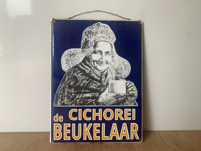 Emaille reclamebord Cichorei de Beukelaar - Emaljeskilt - Emalje