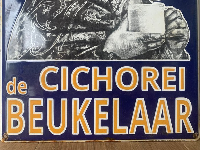 Emaille reclamebord Cichorei de Beukelaar - Emaljeskilt - Emalje