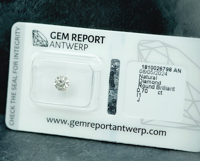 1 pcs Diamant  (Natur)  - 0.70 ct - J - I1 - Gem Report Antwerp (GRA)