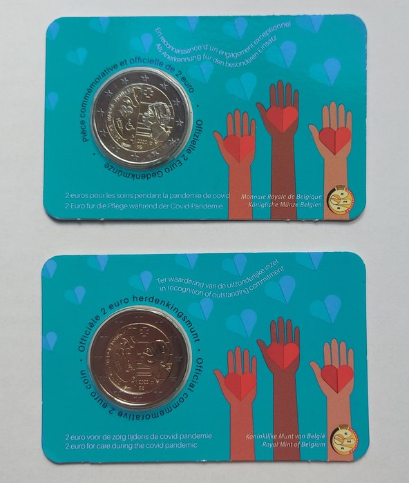 Belgien. 2 Euro 2022/2024 (6 coincards)  (Ingen mindstepris)