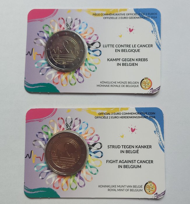 Belgien. 2 Euro 2022/2024 (6 coincards)  (Ingen mindstepris)