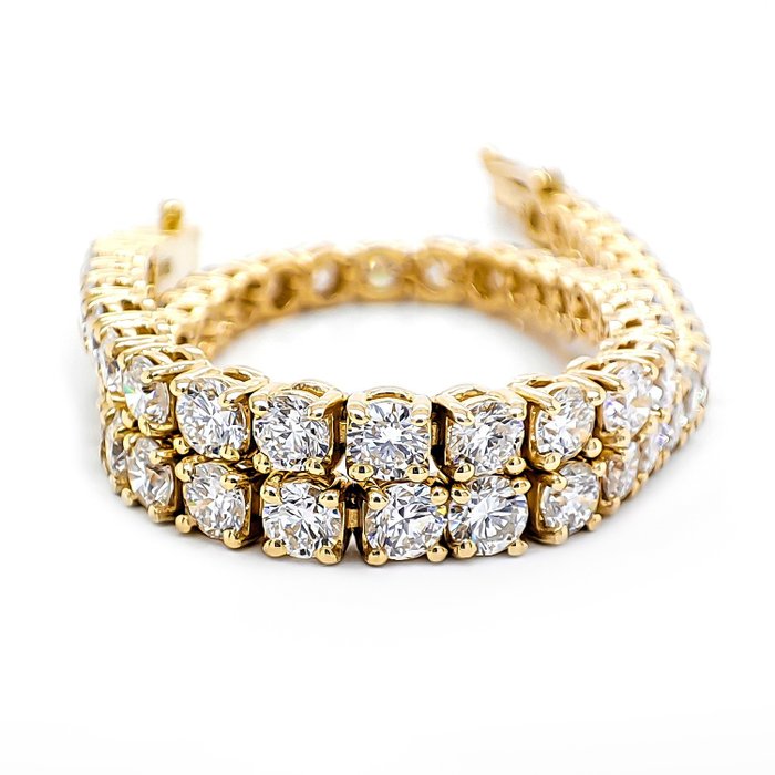 Armbånd - 14 karat Gulguld -  6.18ct. tw. Diamant (Laboratoriedyrket) - D-E-F/VVS